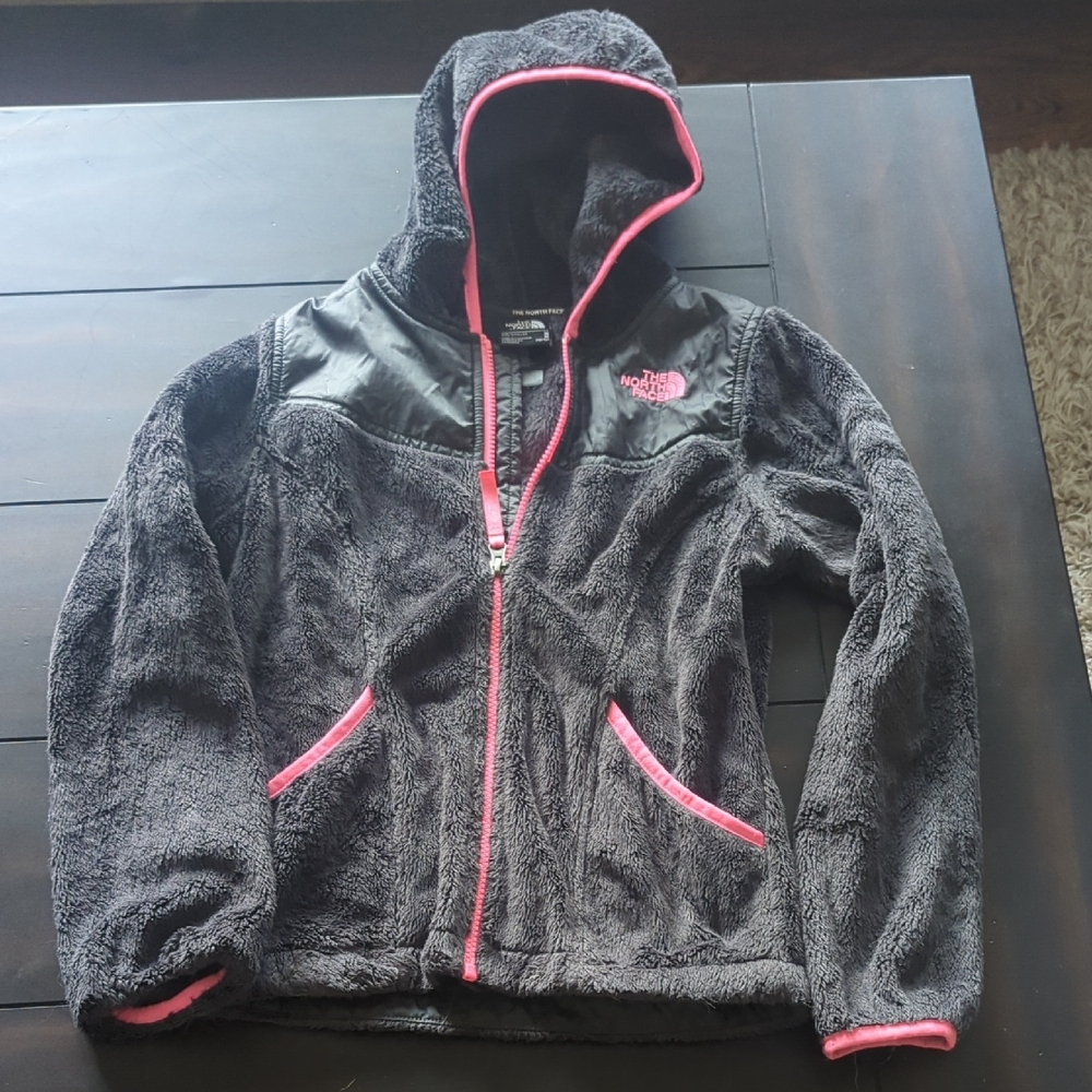 The North Face Kids Charcoal and Pink Fleece Hoodie